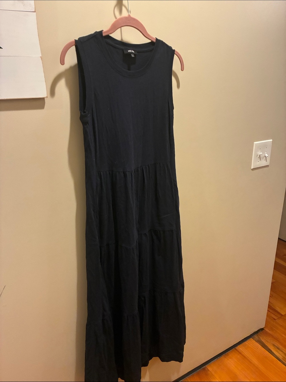 ME+EM Black Sleeveless Tiered Maxi Dress